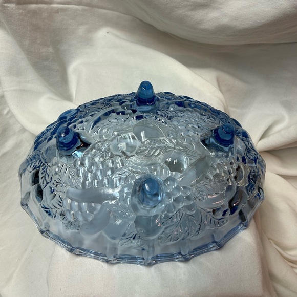 Large Indian glass harvest blue footed fruit bowl - Picture 6 of 6